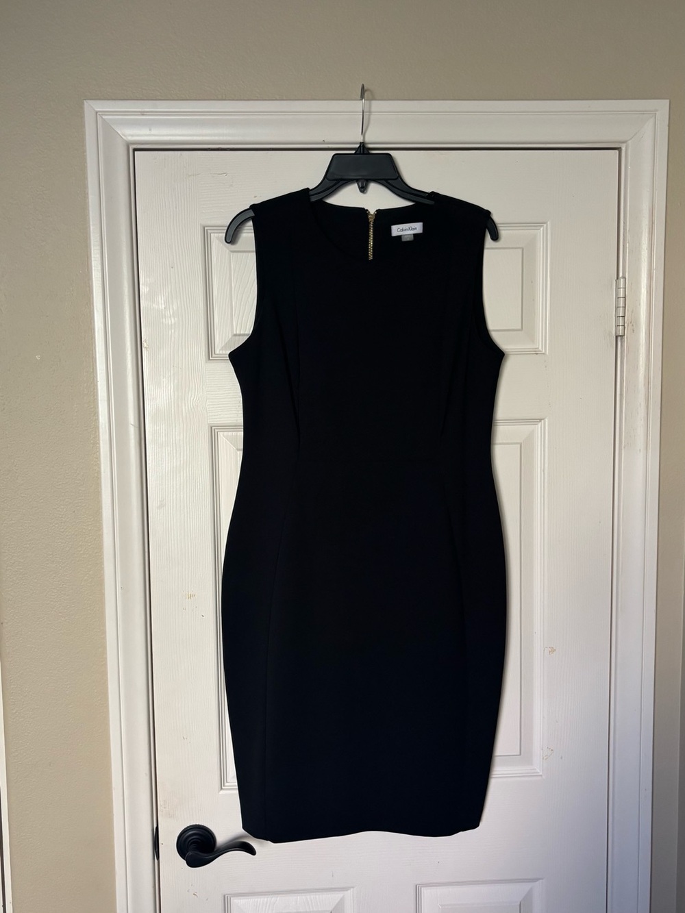 Calvin Klein Black Sleeveless Sheath Dress with Back Zip